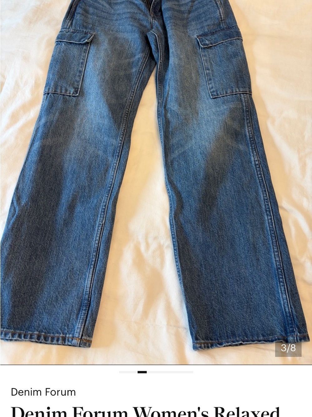 Denim Forum Straight-Leg Relaxed Cargo Jeans - Blue - Picture 3 of 7
